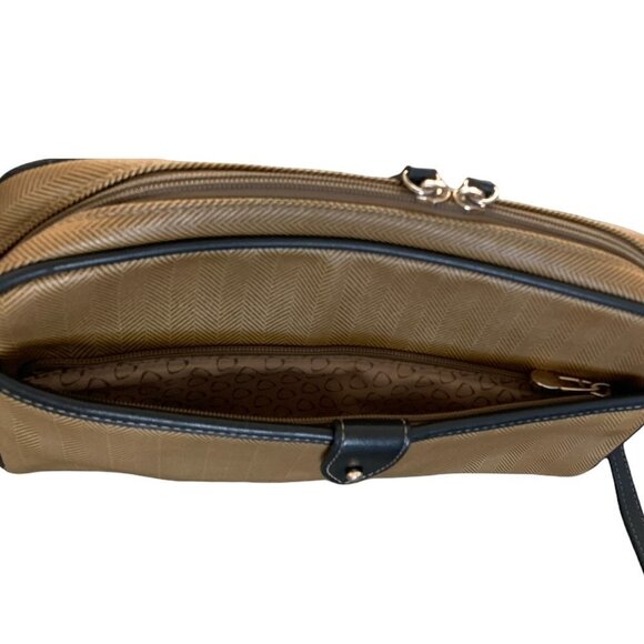 VTG Liz Claiborne Small Handbag Crossbody Purse Herringbone Vegan Polyvinyl 187D - Picture 8 of 9